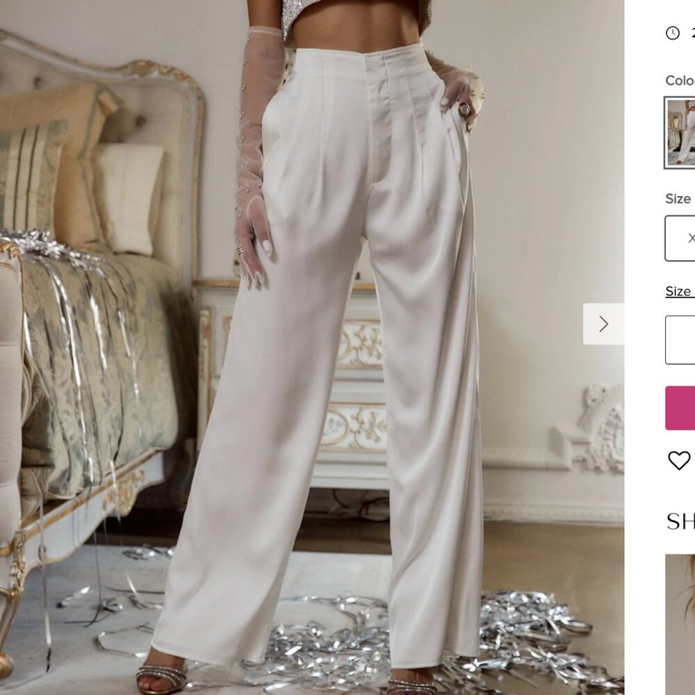 12th Tribe Halley White Satin Trousers